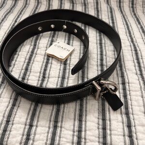 Coach Soho Black Leather Belt with Silver Buckle